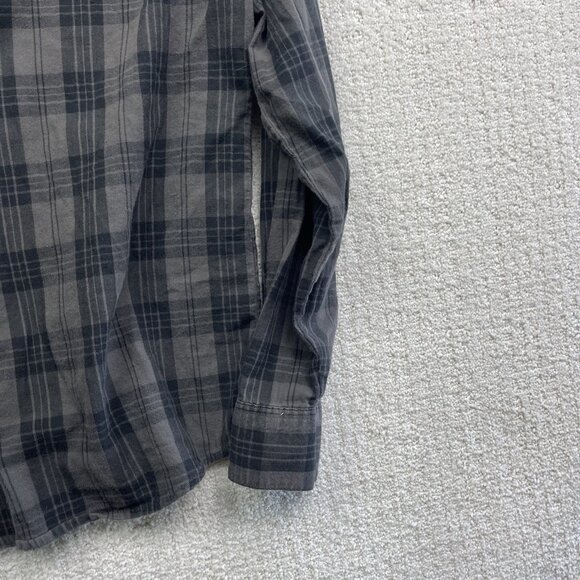 Le Temps des Cerises Plaid Button Up Shirt Men’s Sz S Gray Black Long Sleeve - Picture 13 of 14